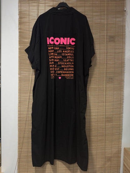GRANDE TAILLE - Robe chemise noire ICONIC