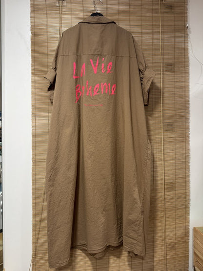 GRANDE TAILLE - Robe chemise La vie Bohème camel