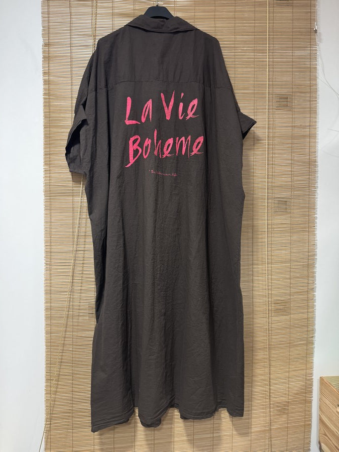 GRANDE TAILLE - Robe chemise La vie Bohème chocolat