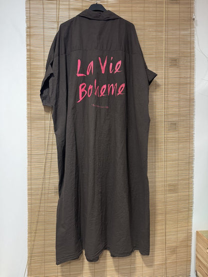 GRANDE TAILLE - Robe chemise La vie Bohème chocolat