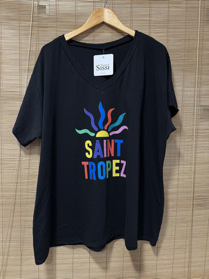 GRANDE TAILLE - T-shirt St Tropez noir