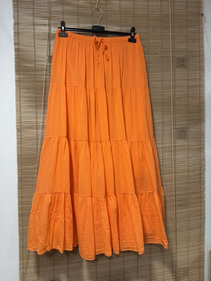 GRANDE TAILLE - Jupe longue voile de coton orange