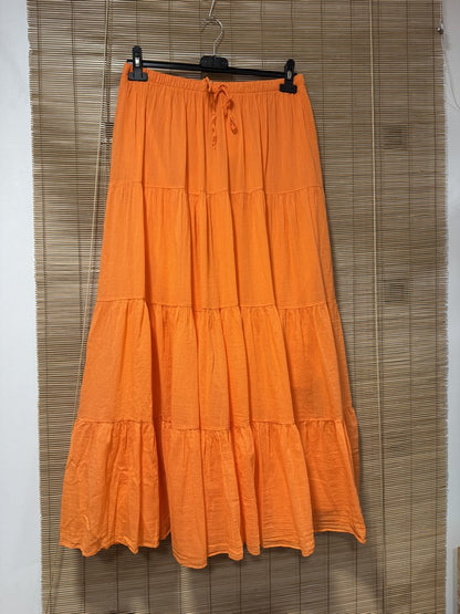 GRANDE TAILLE - Jupe longue voile de coton orange