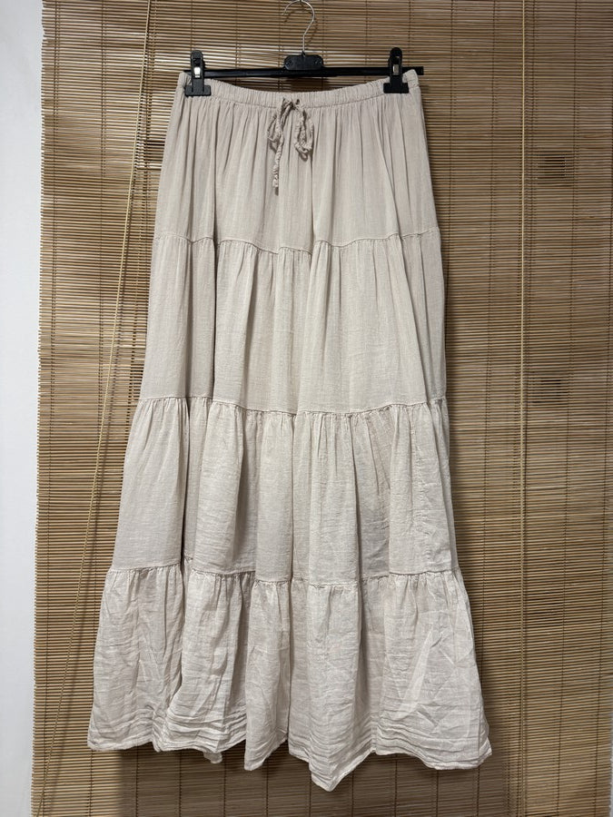 GRANDE TAILLE - Jupe longue voile de coton sable