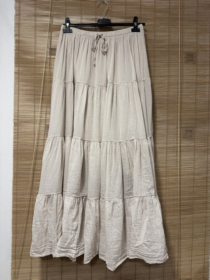 GRANDE TAILLE - Jupe longue voile de coton sable