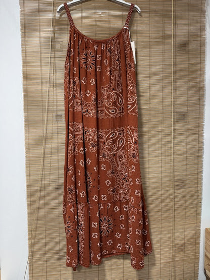 GRANDE TAILLE - Robe longue à bretelles bandana rouille