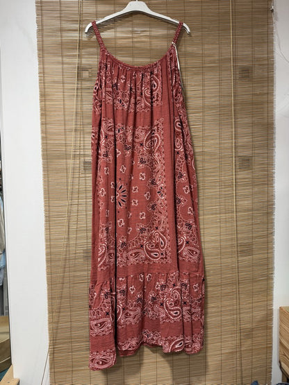 GRANDE TAILLE - Robe longue à bretelles bandana terra cotta