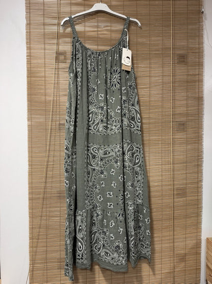 GRANDE TAILLE - Robe longue à bretelles bandana kaki