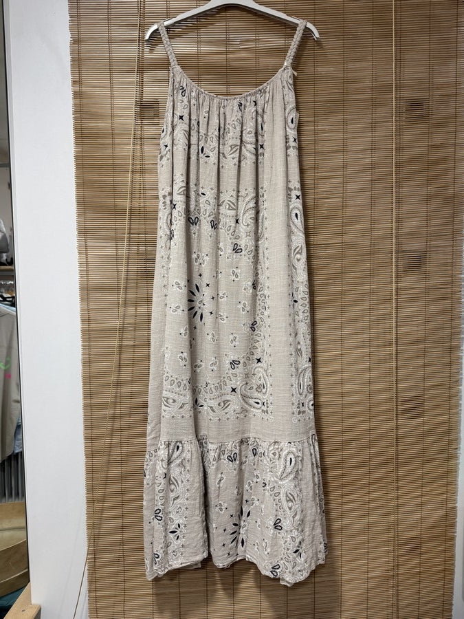 GRANDE TAILLE - Robe longue à bretelles bandana sable