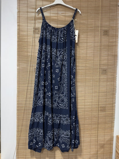 GRANDE TAILLE - Robe longue à bretelles bandana bleu marine