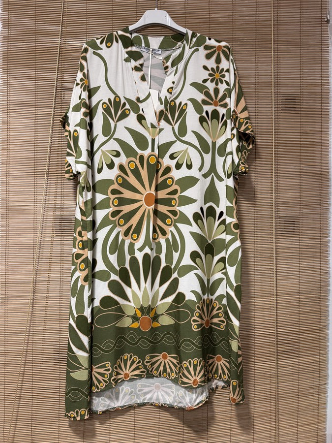 GRANDE TAILLE - Robe mi-longue 70's kaki