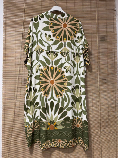 GRANDE TAILLE - Robe mi-longue 70's kaki