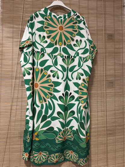 GRANDE TAILLE - Robe mi-longue 70's vert gazon