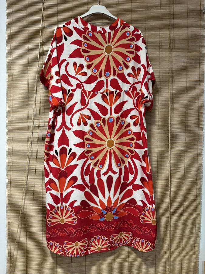 GRANDE TAILLE - Robe mi-longue 70's rouge