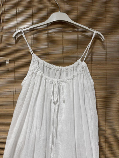 GRANDE TAILLE - Robe longue à bretelles voile de coton blanche
