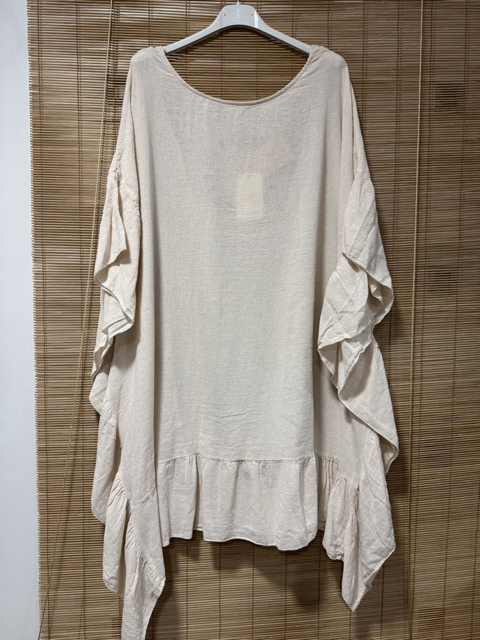 GRANDE TAILLE - Robe tunique dos brodé offwhite