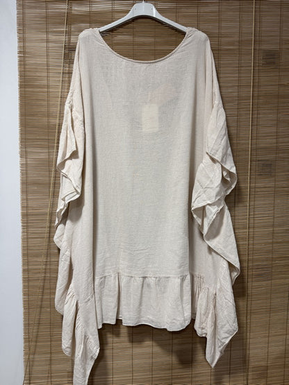 GRANDE TAILLE - Robe tunique dos brodé offwhite