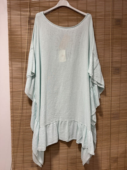 GRANDE TAILLE - Robe tunique dos brodé menthe