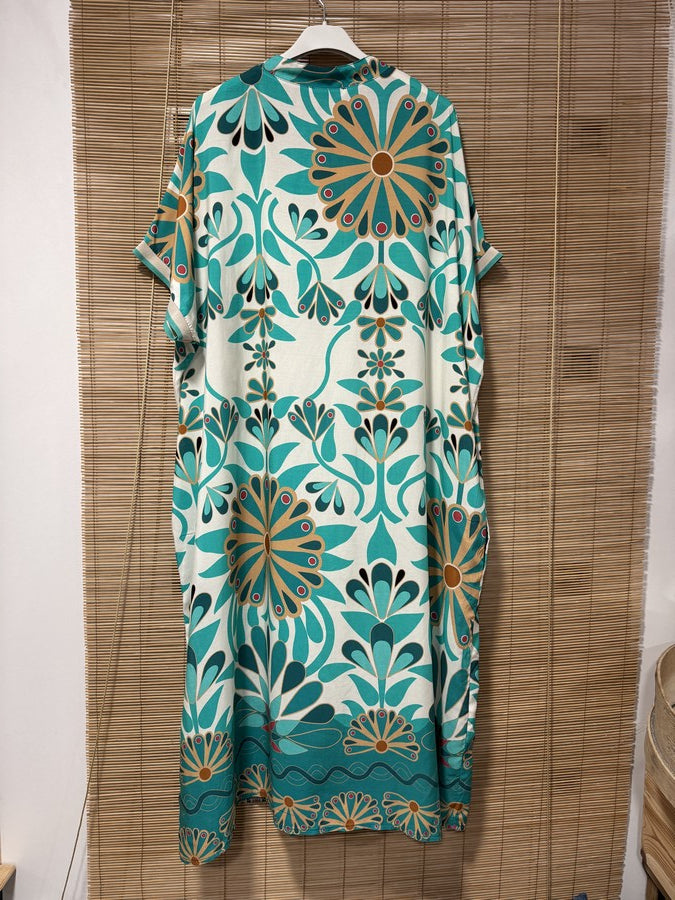 GRANDE TAILLE - Robe longue 70's turquoise