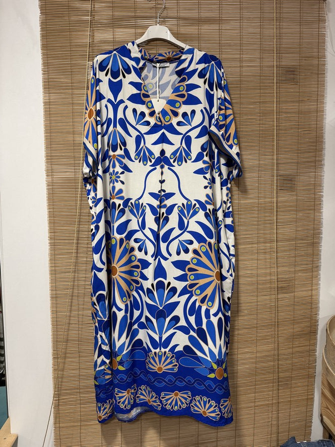 GRANDE TAILLE - Robe longue 70's bleu roi