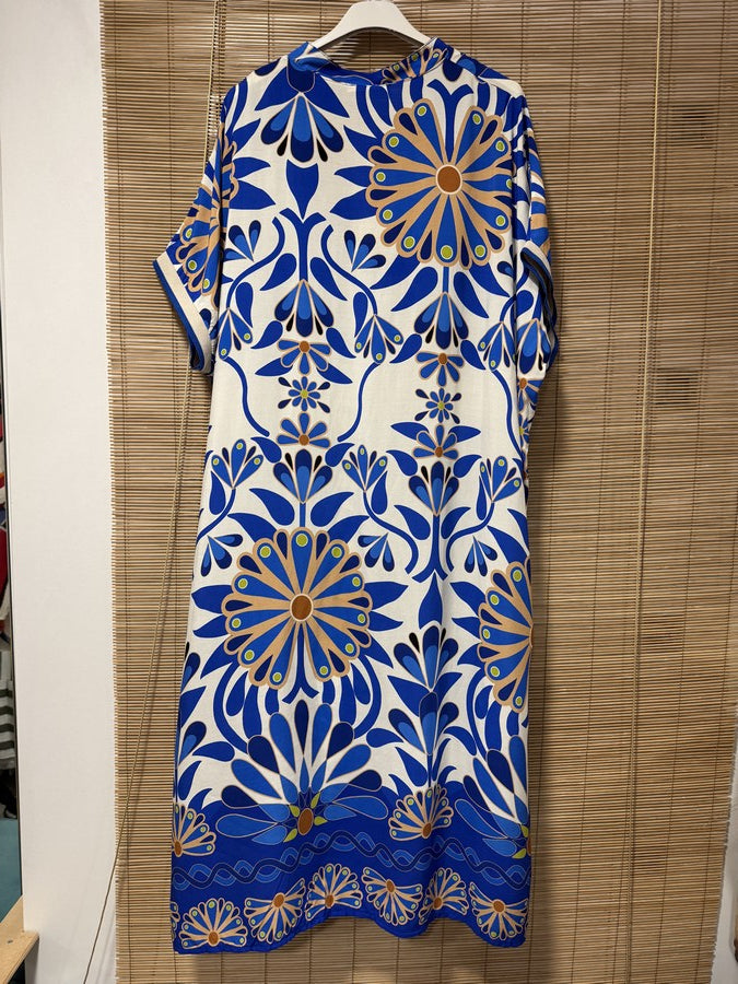 GRANDE TAILLE - Robe longue 70's bleu roi
