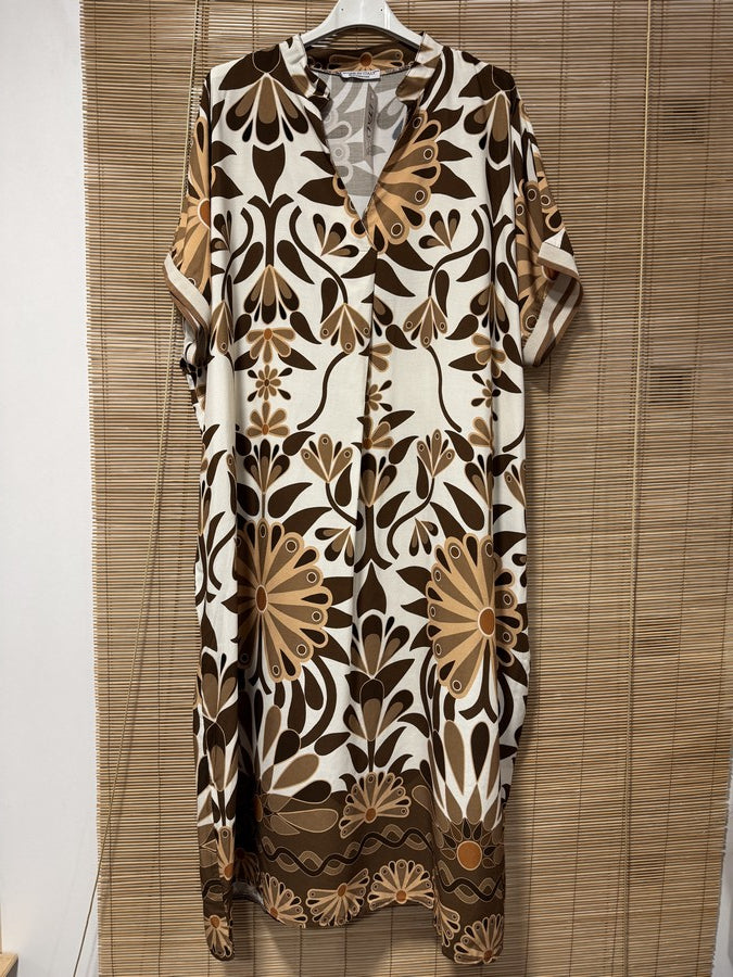 GRANDE TAILLE - Robe longue 70's camel