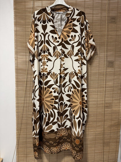 GRANDE TAILLE - Robe longue 70's camel