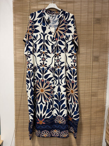 GRANDE TAILLE - Robe longue 70's bleu marine