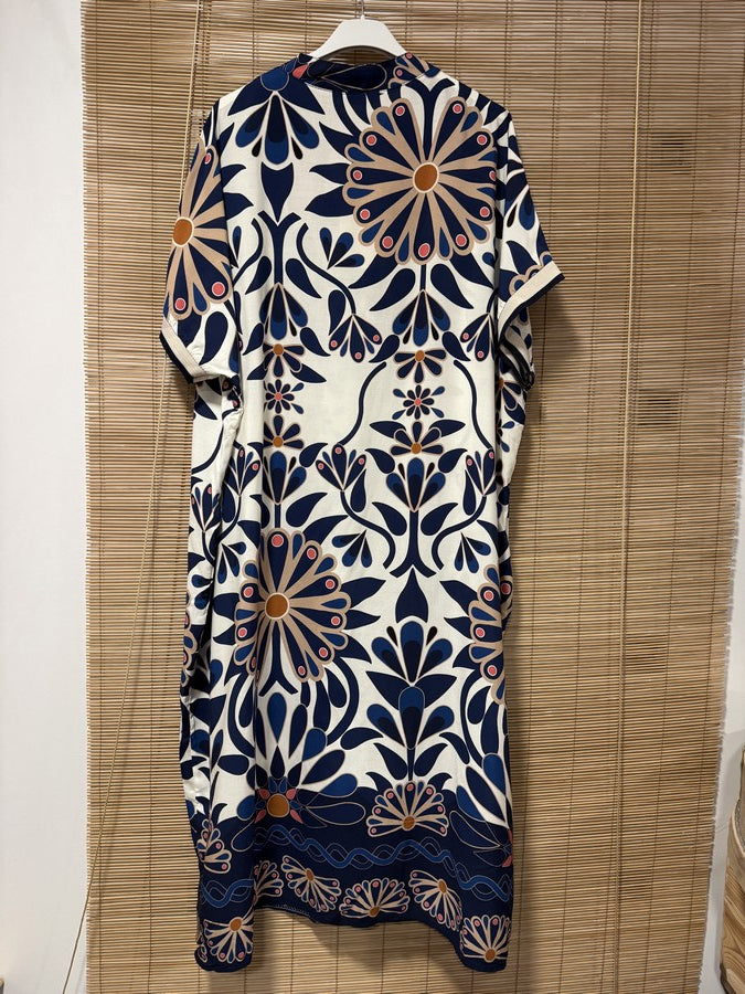 GRANDE TAILLE - Robe longue 70's bleu marine