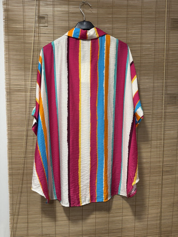 GRANDE TAILLE - Chemisier rayé fluide fuchsia