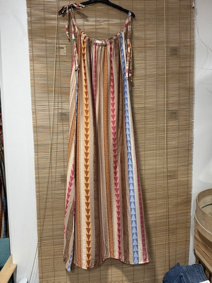 GRANDE TAILLE - Robe longue à bretelles fluide ethnique beige