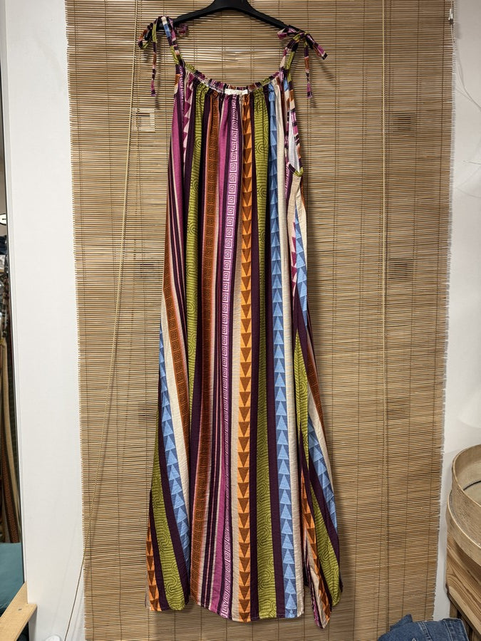 GRANDE TAILLE - Robe longue à bretelles fluide ethnique violette