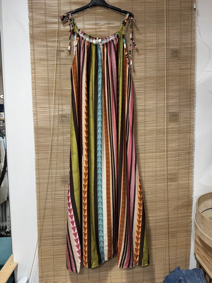 GRANDE TAILLE - Robe longue à bretelles fluide ethnique verte