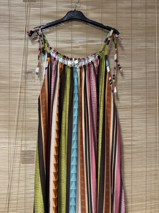 GRANDE TAILLE - Robe longue à bretelles fluide ethnique verte
