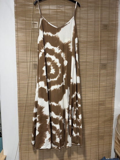 GRANDE TAILLE - Robe à bretelles tie&die camel