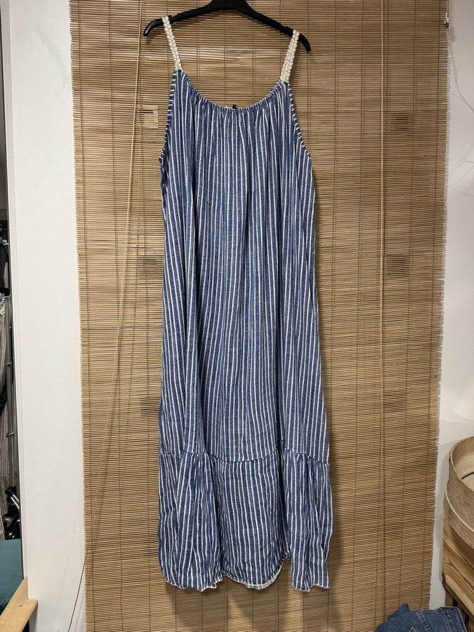 GRANDE TAILLE - Robe longue à bretelles rayée bleu marine