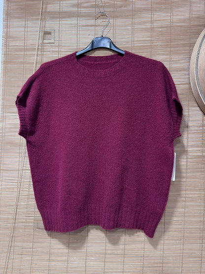 Pull débardeur col rond bordeaux