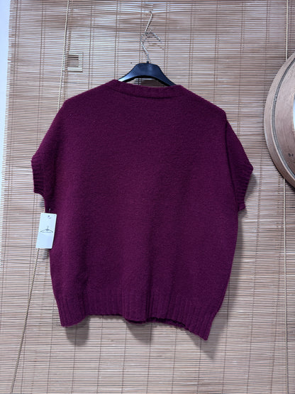 Pull débardeur col rond bordeaux