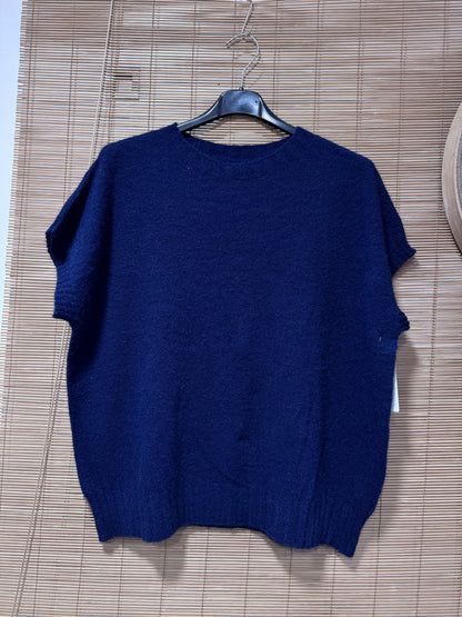 Pull débardeur col rond bleu marine