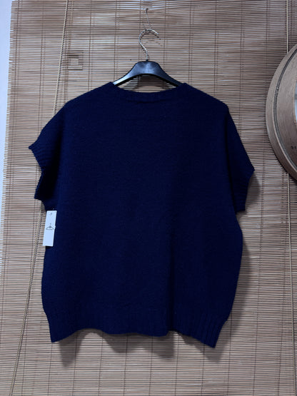 Pull débardeur col rond bleu marine