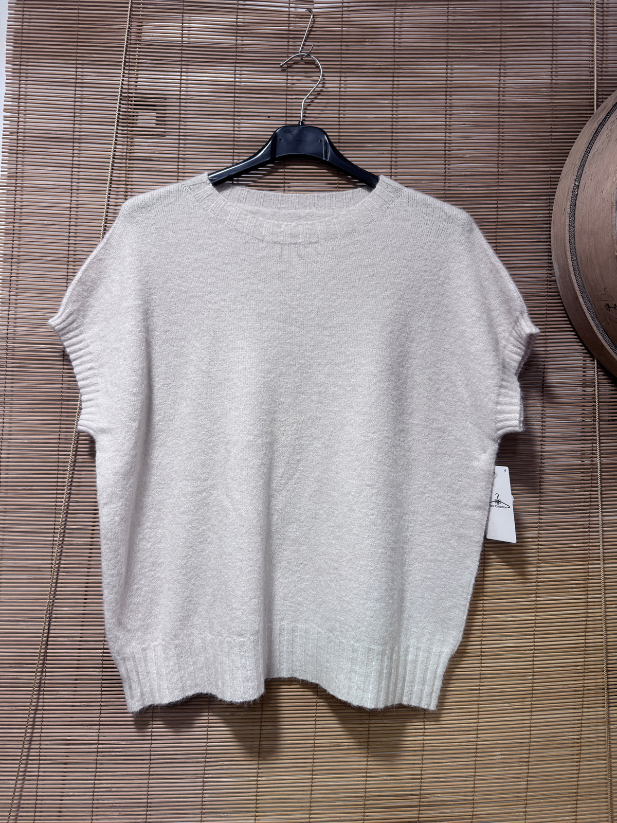 Pull débardeur col rond crème