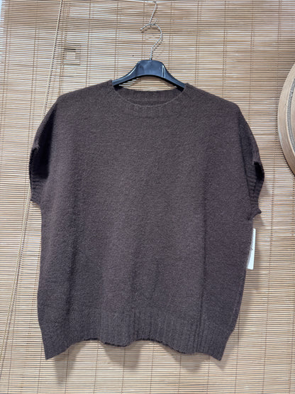 Pull débardeur col rond marron