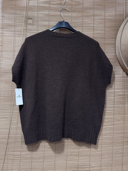 Pull débardeur col rond marron