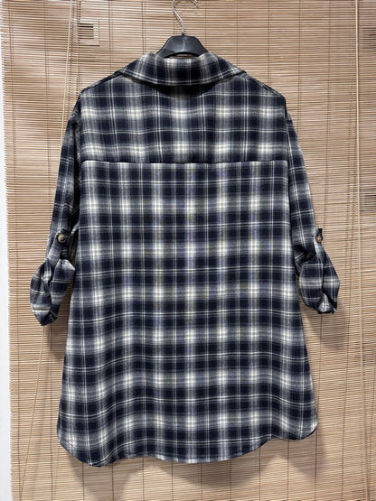 GRANDE TAILLE - Chemise flannelle oversize bleu marine