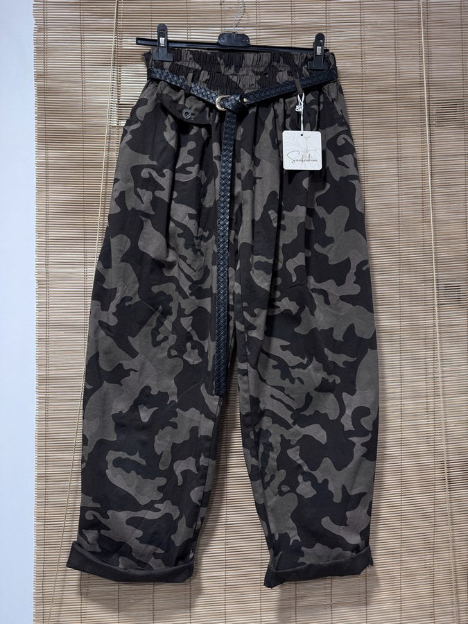GRANDE TAILLE - Pantalon large militaire marron