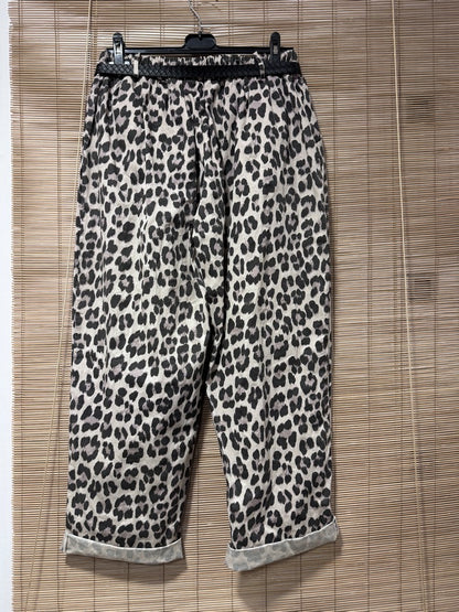 GRANDE TAILLE - Pantalon large léopard sable
