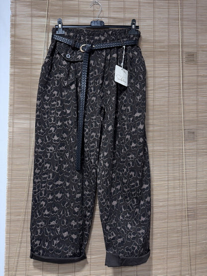 GRANDE TAILLE - Pantalon large léopard marron