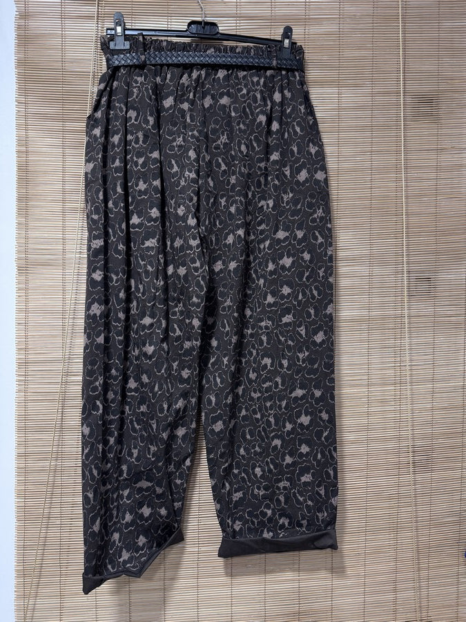 GRANDE TAILLE - Pantalon large léopard marron