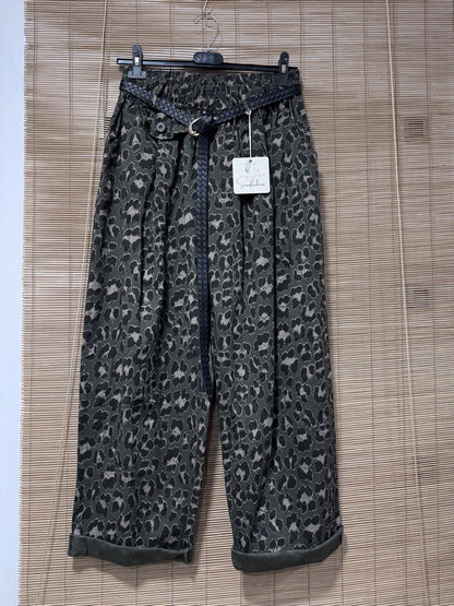 GRANDE TAILLE - Pantalon large léopard kaki