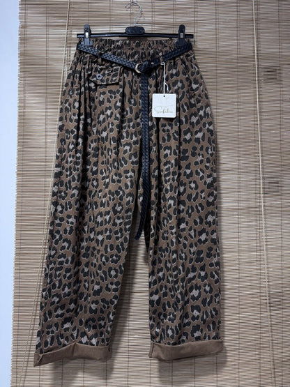 GRANDE TAILLE - Pantalon large léopard camel